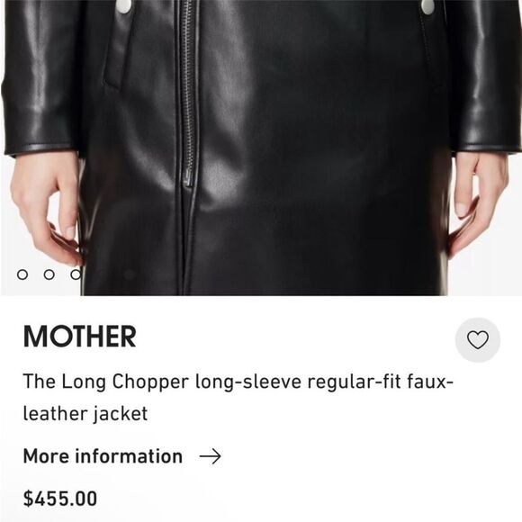 MOTHER  Jacket Womens Size XS Black The Long Chopper Faux Leather Regular Fit - Picture 16 of 16